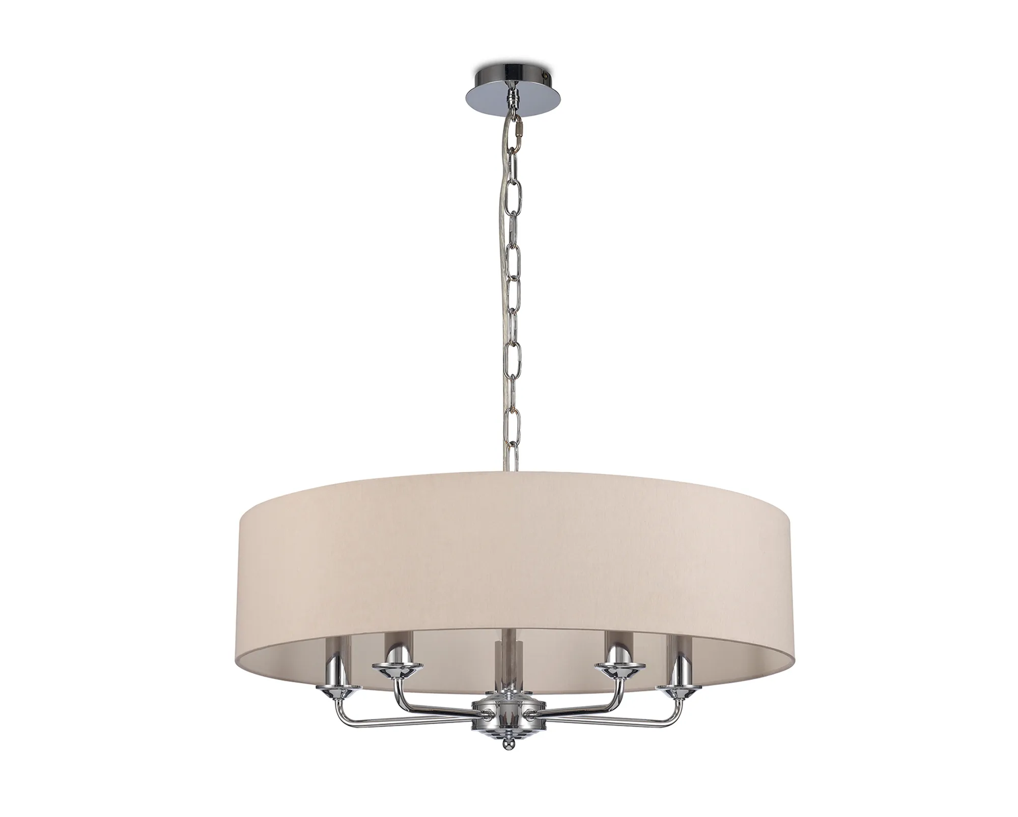 Banyan 60cm 5 Light Pendant Polished Chrome, Nude Beige/Moonlight DK0014  Deco Banyan CH NU
